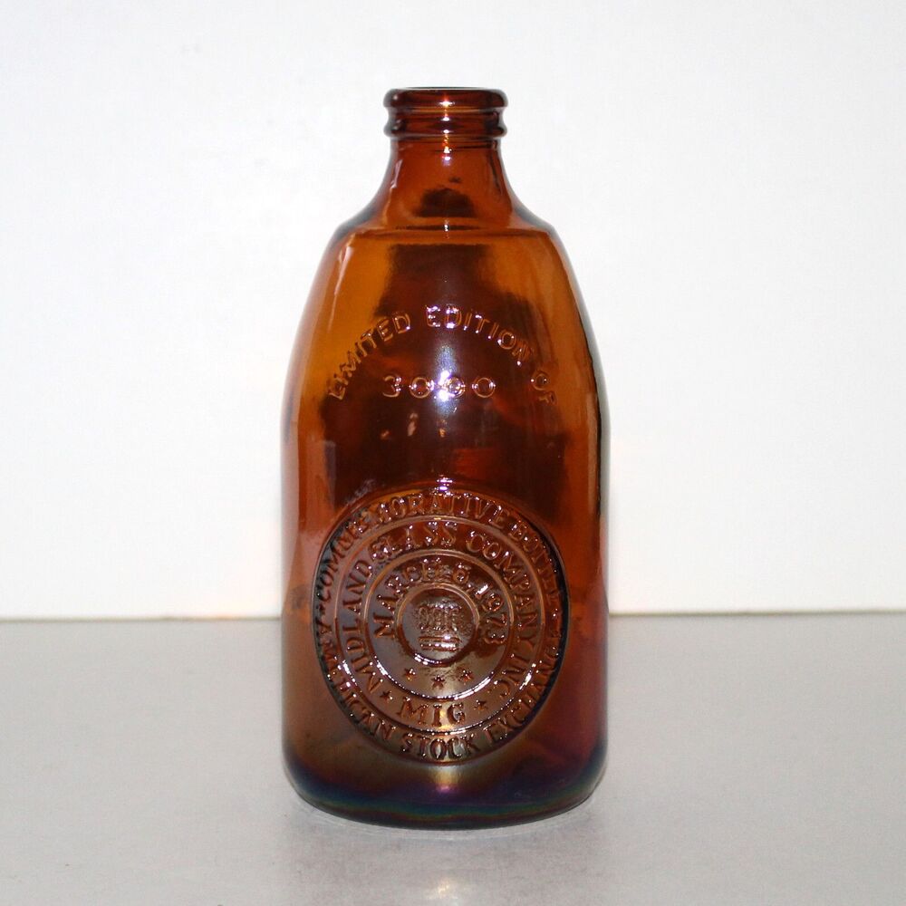 Vintage Midland Glass Company Bottle Limited Ed 1973 amber iridescent AMEX Stock